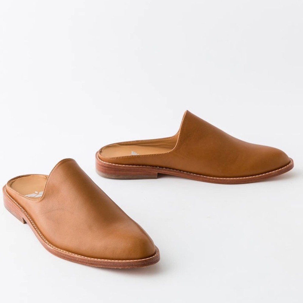 Fortress of Inca Adra Camel Leather Slide Mules